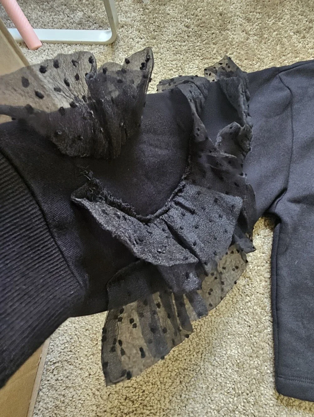 Zara Black Ruffle Sleeve Crop Top